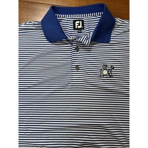 FJ Footjoy Polo shirt Men's Size Large Golf Blue Striped The Fort